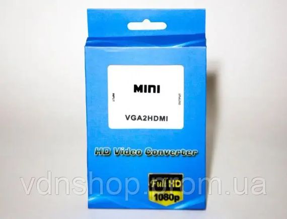 Перехідник VGA на HDMI конвертер для ПК, ноутбука, відео реєстратора адаптер перетворювач з аудіо та зовнішнім живленням HDMI - | Зображення 3