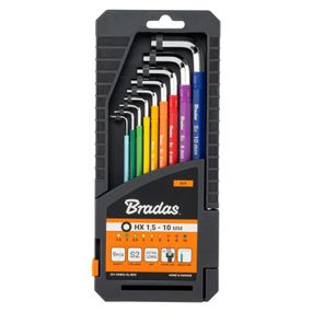 Набір шестигранних ключів Bradas з кулястим наконечником HX 1,5- 10 мм 9 шт подовжені, (DIY-HKB62-EL/BOX)