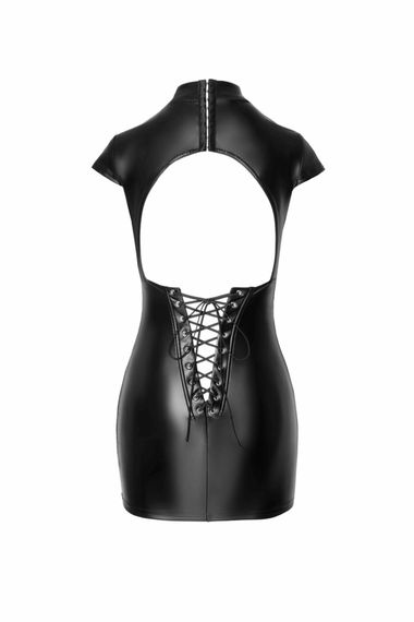 Сукня Noir Handmade F309 Fantasy, XL, black, міні, під латекс, короткий рукав, шнурівка ззаду | Зображення 4