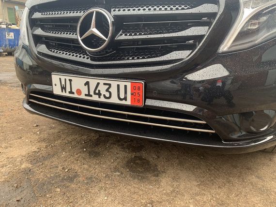 Накладки на решітку бампера (2 шт, нерж) Vito пасажирський (хром) для Mercedes Vito / V W447 2014-2024 рр | Зображення 1