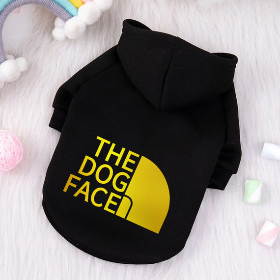 Толстовка для собак с капюшоном черная с золотым the dog face M