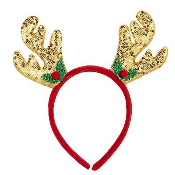 Ободок новогодний "Оленьи рожки" 2511(Gold) 16,5х14,5 см