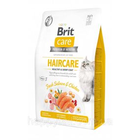 Корм сухой Brit Care Cat Grain Free Haircare Healthy and Shiny Coat для котов уход за кожей и шерстью лосось и курица 2 кг