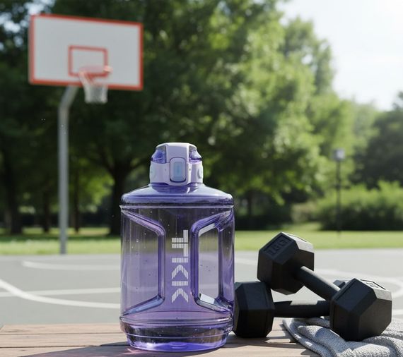 Спортивна пляшка TKK 2300 мл (2.3 л) — Фіолетовий Tritan BPA-free, ударостійка еко-пляшка з ручкою та клапаном | Зображення 9