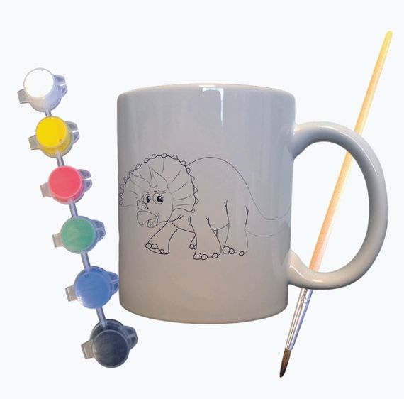 Набір для творчості кружка розмальовка "Динозавр Трицератопс" 330 мл біла