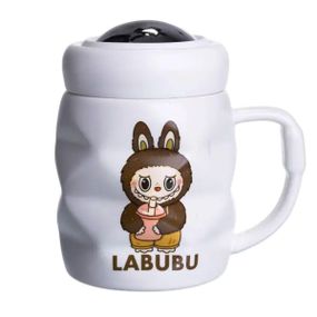 Чашка фарфоровая с крышкой Labubu 400 (мл) Белый с темно-коричневым FM-54C