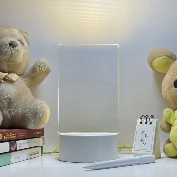 Світильник, нічник, дошка для нотаток 12,5 х 17,5 см, живлення від USB, 3 відтінки підсвічування, з крейдовим маркером | Зображення 2