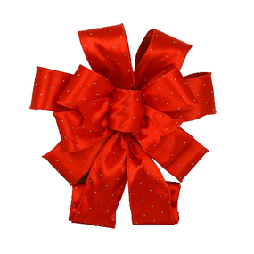 Бант декоративний атласний 28*79см, колір - червоний