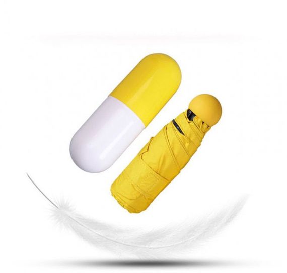 Компактный зонтик в капсуле-футляре Желтый, маленький зонт в капсуле. Цвет: желтый | Зображення 5