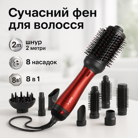Хороший фен для волос VGR, Фен-стайлер с функцией разных насадок, Фен с холодным воздухом для укладки HG-53