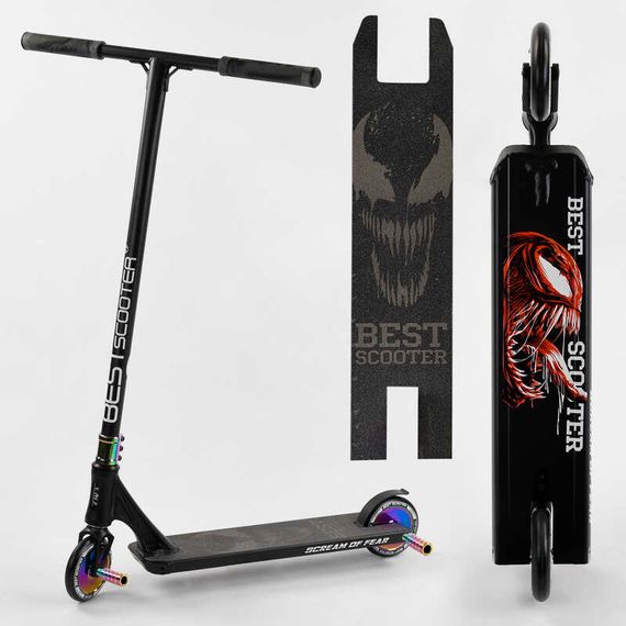 Самокат трюковий 97683 Best Scooter HIC-система, ПЕГІ, алюмінієвий диск та дека, колеса 120мм PU, ширина керма - 57 см, в коробці | Зображення 8