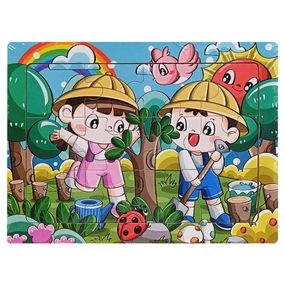 Детский деревянный пазл-вкладыш "Посадка деревьев" MD 1343-15, 12 элементов