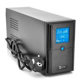 ДБЖ Ritar E-RTM1000 (600W) ELF-D, LCD, AVR, 3st, 3xSCHUKO socket, 2x12V7Ah, metal Case. Q2 (405*195*285) 10 кг (340*120*190)