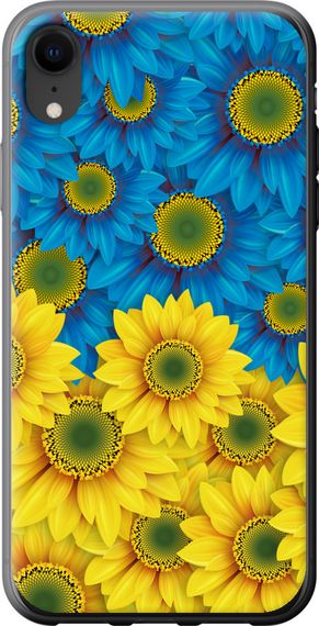 Чехол на iPhone XR Жёлто-голубые цветы "1048u-1560-17620"