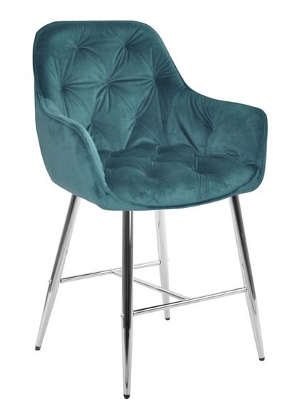 М'яке напівбарне крісло на хромованих металевих ніжках Chic BAR 65-ML (CH), оббивка Оксамит Бірюзовий PH-612 | Зображення 7