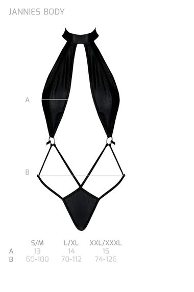 Боді-халтер з екошкіри Passion JANNIES BODY XXL/XXXL black | Зображення 6