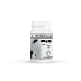 Вітаміни UNICUM premium для собак здорова шерсть та шкіра 100табл. 100г/10