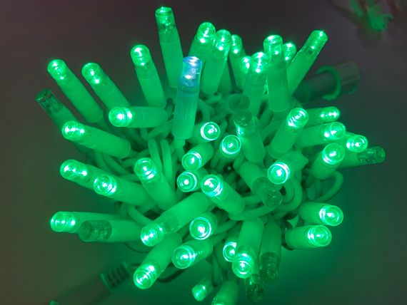 Гірлянда вулична String 10 м 100 LED зелена, білий дріт