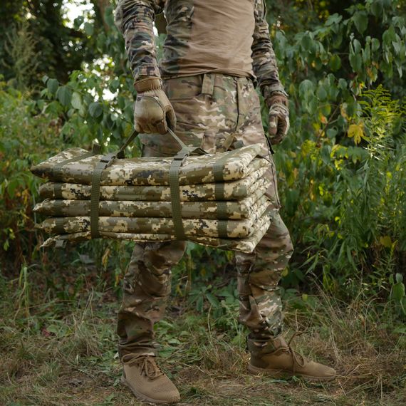 Тактичний розкладний каремат посилений (20мм+стропа) Kiborg К-2 піксель | Зображення 6