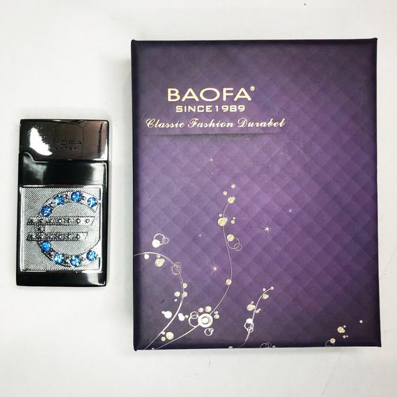 Запальничка (Турбо) подарункова BAOFA "Євро у діамантах". Колір: сірий | Зображення 3