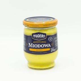 Горчица медовая столовая Madero Miodowa, 270 г, Польша, БЕЗ ГЛЮТЕНА, в стеклянной банке, мягкая консистенция