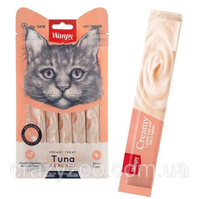 Рідкі ласощі для котів Wanpy Creamy Lickable Treats Tuna&Salmon з тунцем і лососем 5x14 г RAC-52
