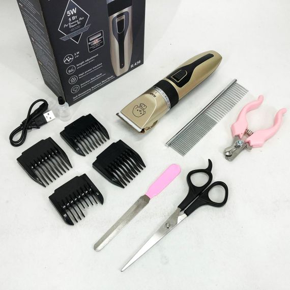 Машинка для стрижки собак і котів триммер машинки для грумінгу RAF R.436 набір для стрижки тварин | Зображення 7