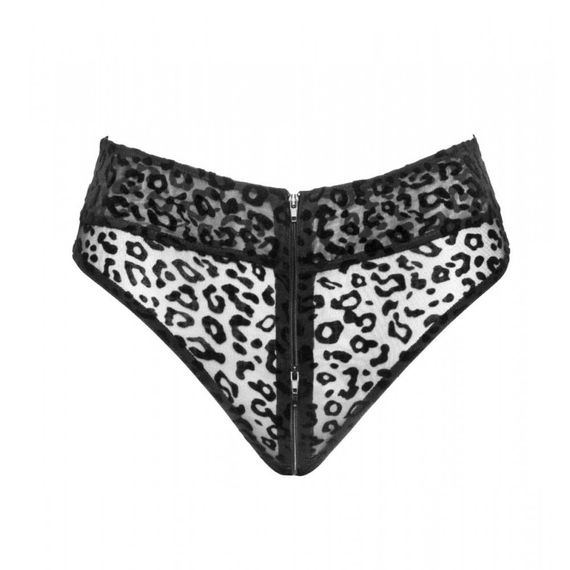 Трусики с замком NOIR Handmade Panties of leopard flock with zipper - размер M sexstyle | Зображення 3