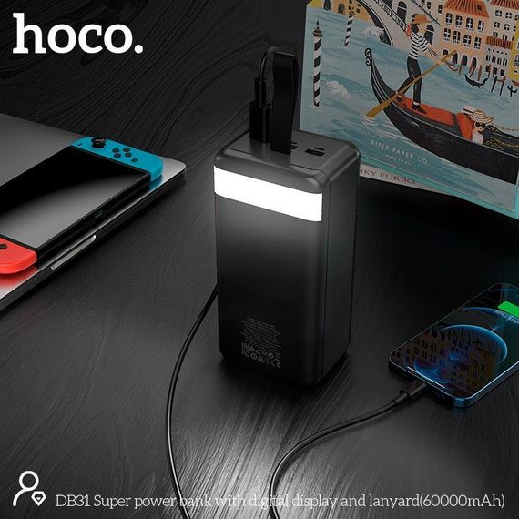 Портативна Батарея Power Bank Hoco DB31 60000mAh 3USB/Type-C/Lightning, 2.1A Powerbank Повербанк Портативний зарядний пристрій | Зображення 8