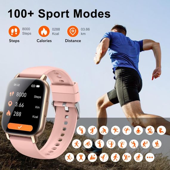 Розумний годинник Hoxe для жінок, приймання і здійснення дзвінків, 1,85-дюймовий сенсорний HD-екран, фітнес-годинник з датчик | Зображення 5