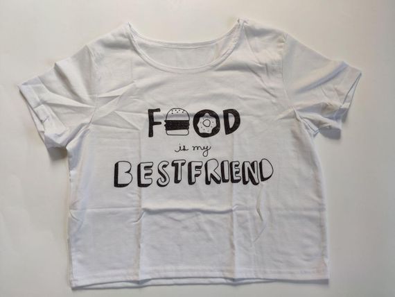 Женский топ белый с надписью FOOD, размер S | Зображення 1