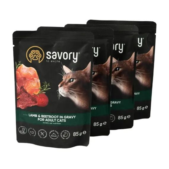 Набір паучів Savory Adult Cats with Lamb and Beetrot in Gravy 3+1 | Зображення 2
