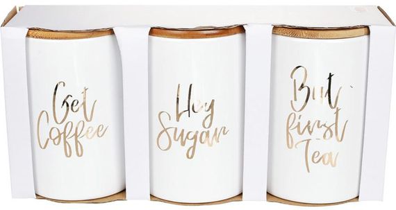 Набір банок Merceyl "Coffe Sugar Tea" 3 банки по 800мл керамічні з бамбуковими кришками | Зображення 1