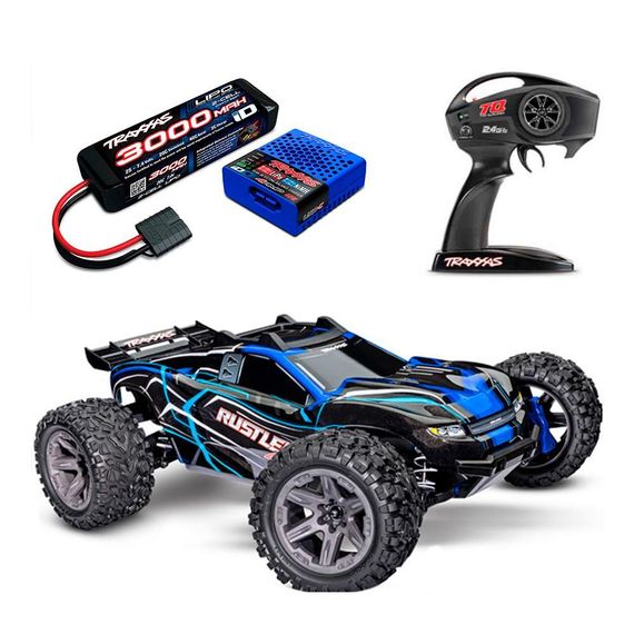 Машинка на радіокеруванні Traxxas Rustler 4X4 Brushless BL-2s RTR Stadium Truck + Акумулятор та Зарядний пристрій (BLUE)