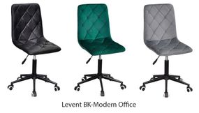 Стілець з коліщатками Levent BK-Modern Office, на чорній ніжці-хрестовіні, м'яка оббивка