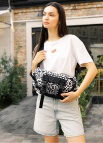 Большая женская поясная сумка бананка Sambag DynamicDart принт "Graphity" 38×21×7 см (80411715)