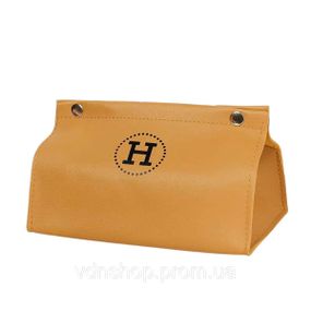 Салфетница из эко кожи 20×7.5×11.5 см для салфеток на кнопках Желтый HP-3-213Y