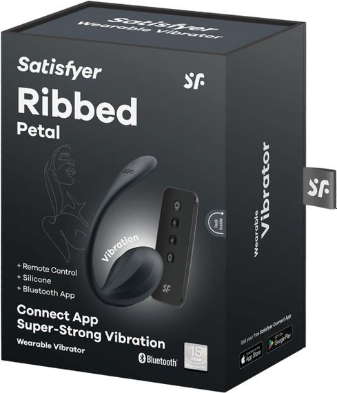 Смарт-віброяйце Satisfyer Ribbed Petal Connect App Black, керування зі смартфона, пульт ДК | Зображення 6
