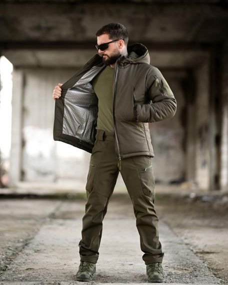 Зимний тактический костюм Softshell теплый военный комплект одежды для зимы полевая форма на флисе олива | Зображення 1