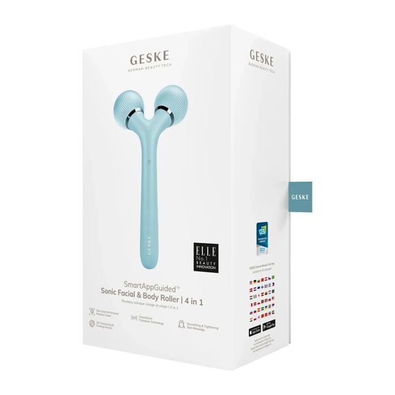 Електронний ультразвуковий ролик для обличчя та тіла GESKE Sonic Facial&Body Roller 4в1 magenta, Бірюзовий | Зображення 7