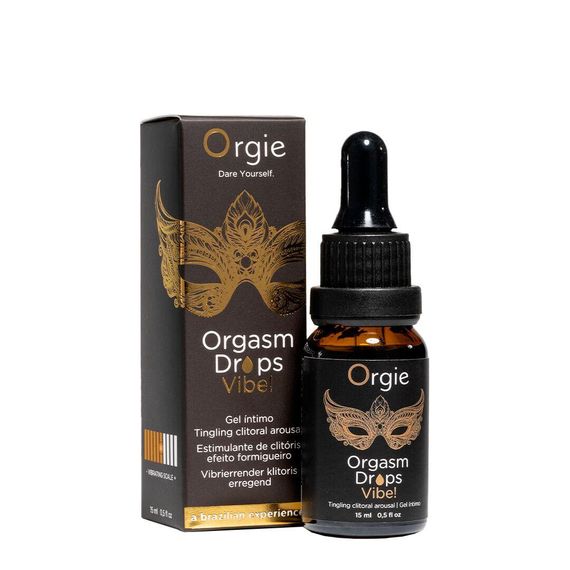 Збуджувальні краплі для клітора Orgie Orgasm Drops Vibe!, 15 мл, тепло-холод, ефект вібрації Sex Aura