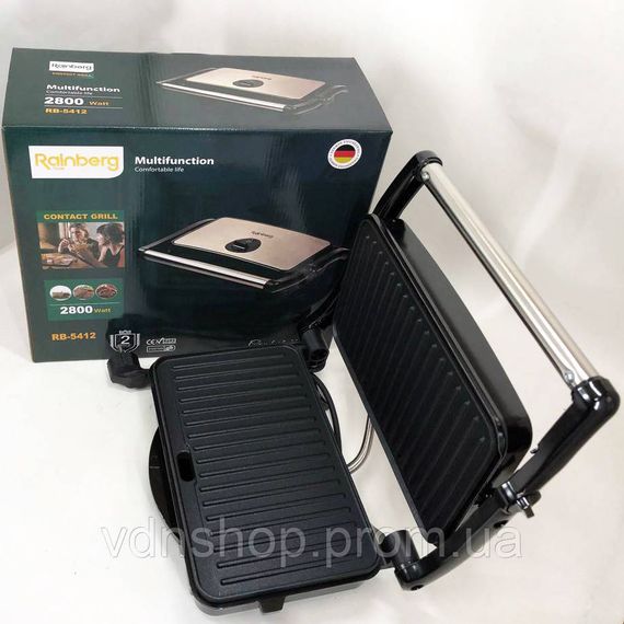 Гриль барбекю контактний Rainberg, Електричний гриль з регулюванням рифлений електричний RZ-81 | Зображення 7