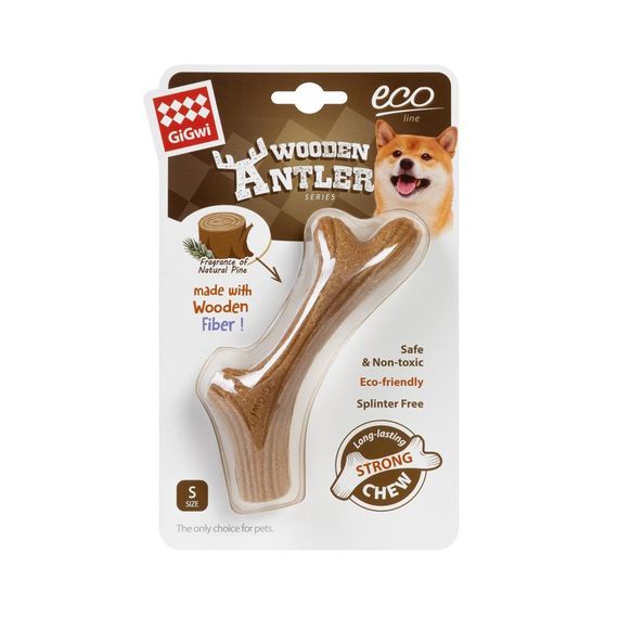 Іграшка для собак Ріг жувальний GiGwi Wooden Antler, дерево, полімер, S | Зображення 1