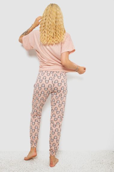 Пижама женская с принтом, цвет пудровый, 243R15468 | Зображення 3