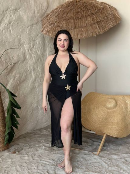 Роздільний чорний купальник PLUS SIZE з парео | Зображення 5