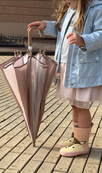 Парасолька дитяча напівавтомат Коричнево Біла полоса | Зображення 5