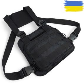 Нагрудная тактическая сумка мужская, сумка через плечо черная разгрузка