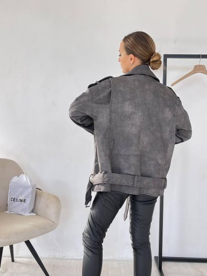 Косуха Оверсайз жіноча колір світло-сірий M-L | Зображення 6