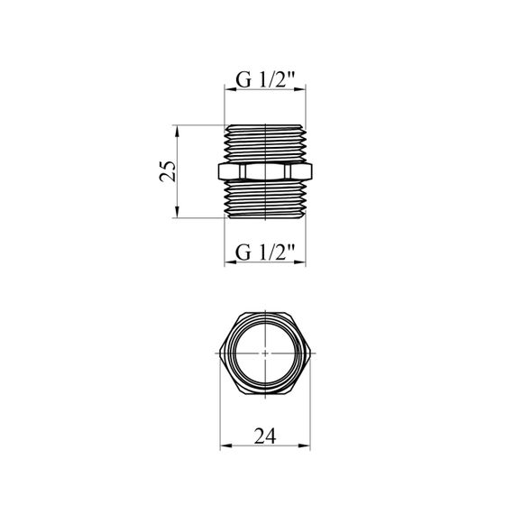 Ніпель посилений LexLine 1/2" ЗЗ нікельований НК0501-Вн | Зображення 1