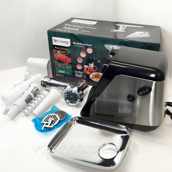 Электромясорубки с металлическими шестернями, Мясорубки нержавеющая сталь, Мощная домашняя мясорубка SB-38 | Зображення 9